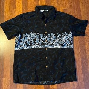 Ten2One Black Floral Hawaiian Shirt Men’s Size Large